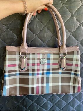 Plaid Multicolor Tote Bag - Pink Trim not Ralph Lauren . Good quality.